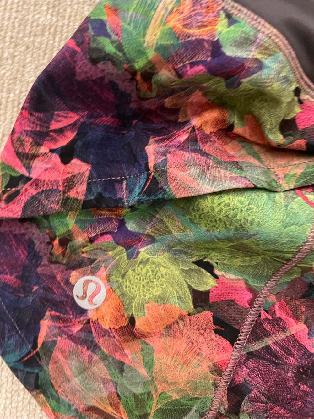lululemon athletica Floral Print Athletic Shorts in Black and Multicolor - Picture 3 of 5